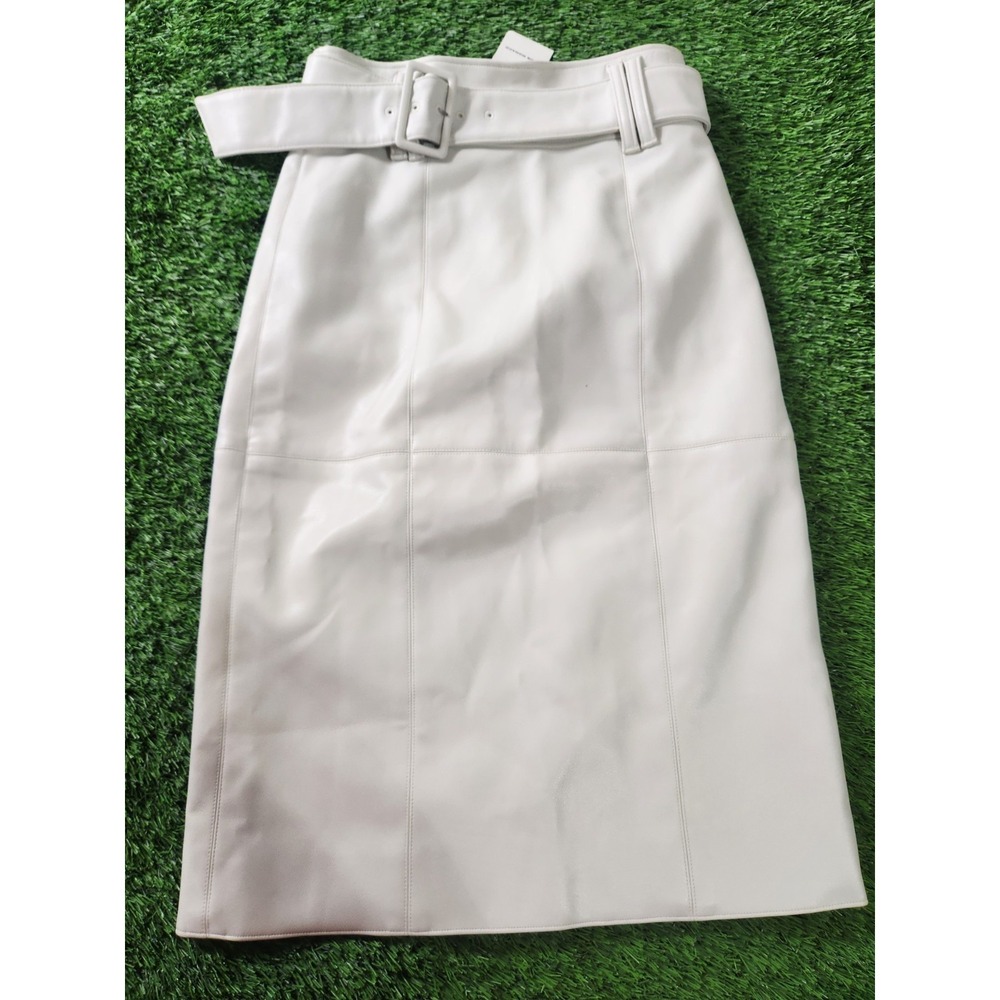 NWT! Club Monaco white Faux Leather Pencil Skirt Women's Size 0 Belted